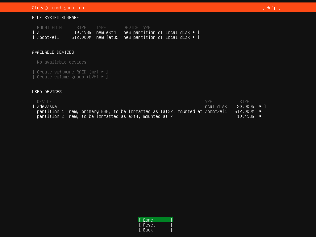 ハードディスクの割当てはおまかせでrootパーティションのみ