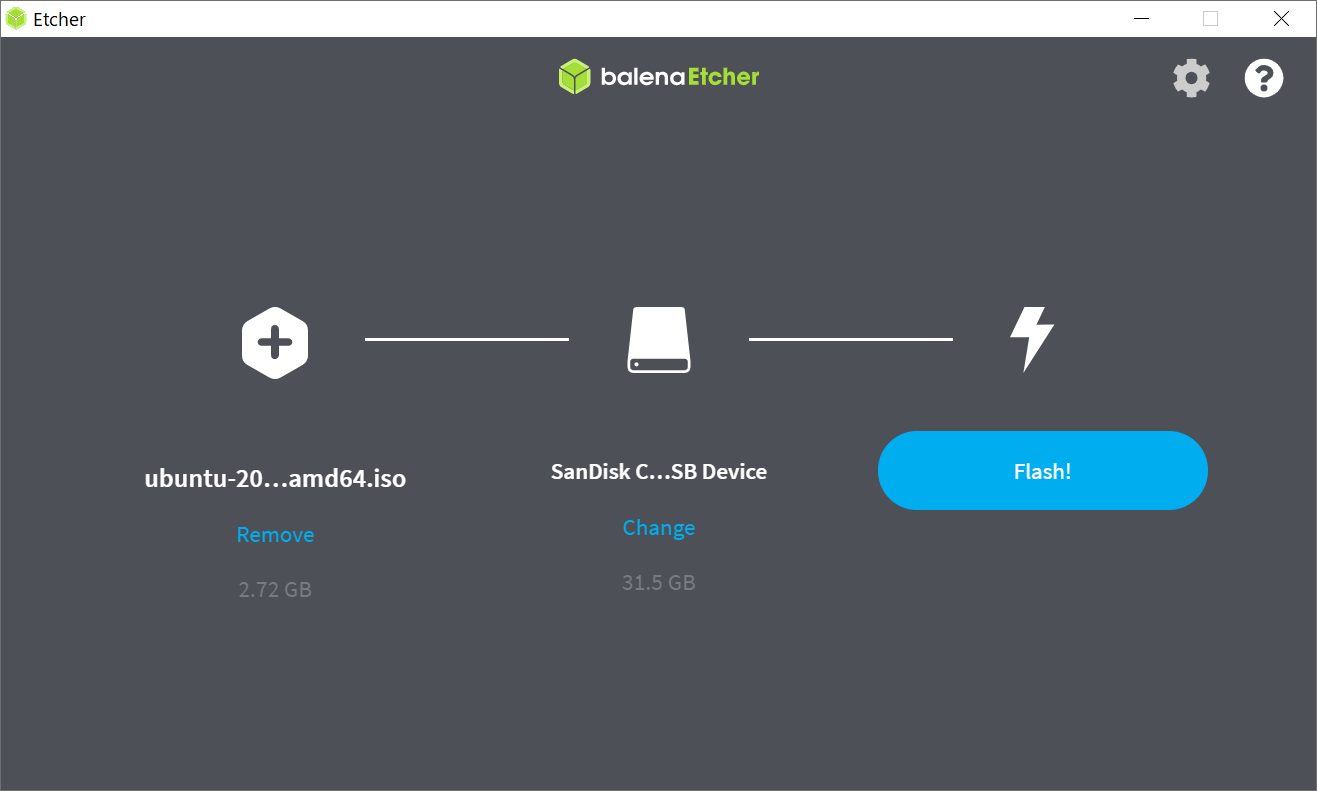 Etcherを使用してBootableなUSBメモリを作成する
