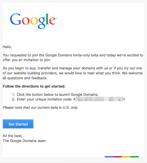 GoogleDomains invitation
